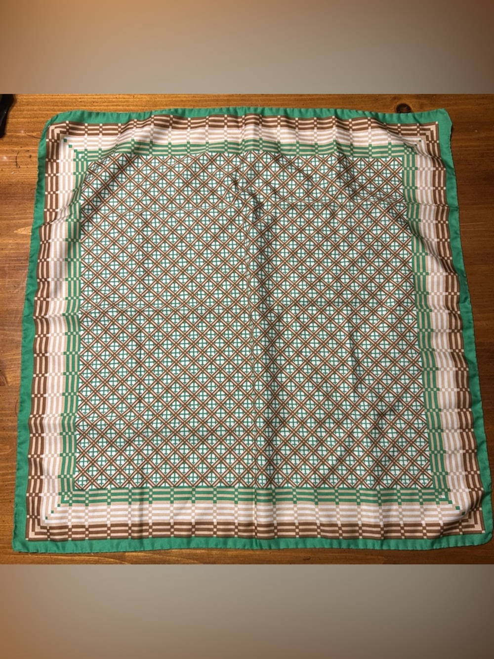 Geometric Pattern Scarf in Teal and Brown